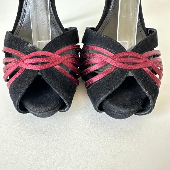 Ralph Lauren Purple Label Black Ankle Strap Heel Sandal Size 7.5 B - Picture 5 of 12